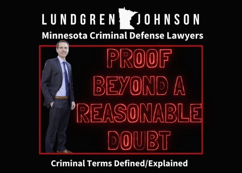 Criminal Defense Lawyer standing next to title page, "Proof Beyond a Reasonable Doubt.