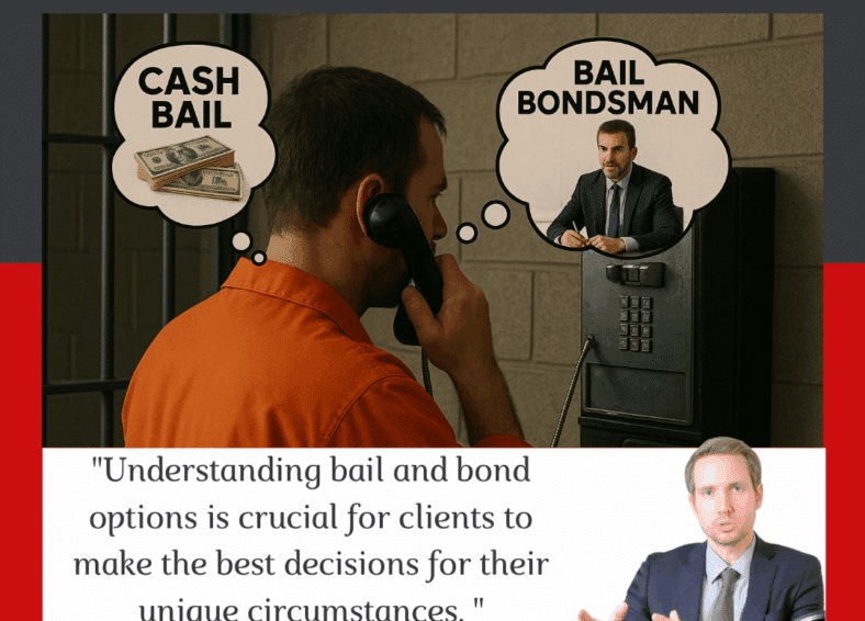 Person in jail deciding between cash bail and bail bond