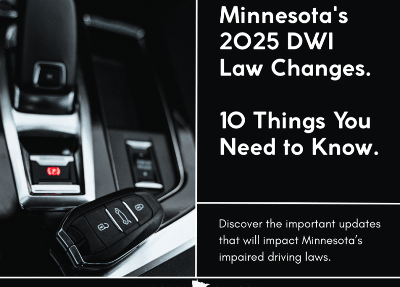 Picture of car keys and shifter with text that reads "Minnesota's 2025 DWI Law Changes. 10 things you need to know. Discover the important updates that will impact Minnesota's impaired driving laws."